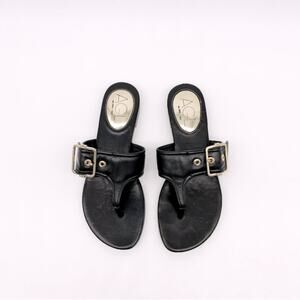 AGL ATTILIO GIUSTI LEOMBRUNI Black Buckle Flip Flop Sandal Size 36.5 EU 6.5 US